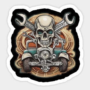 Fire hotrod and skull Sticker